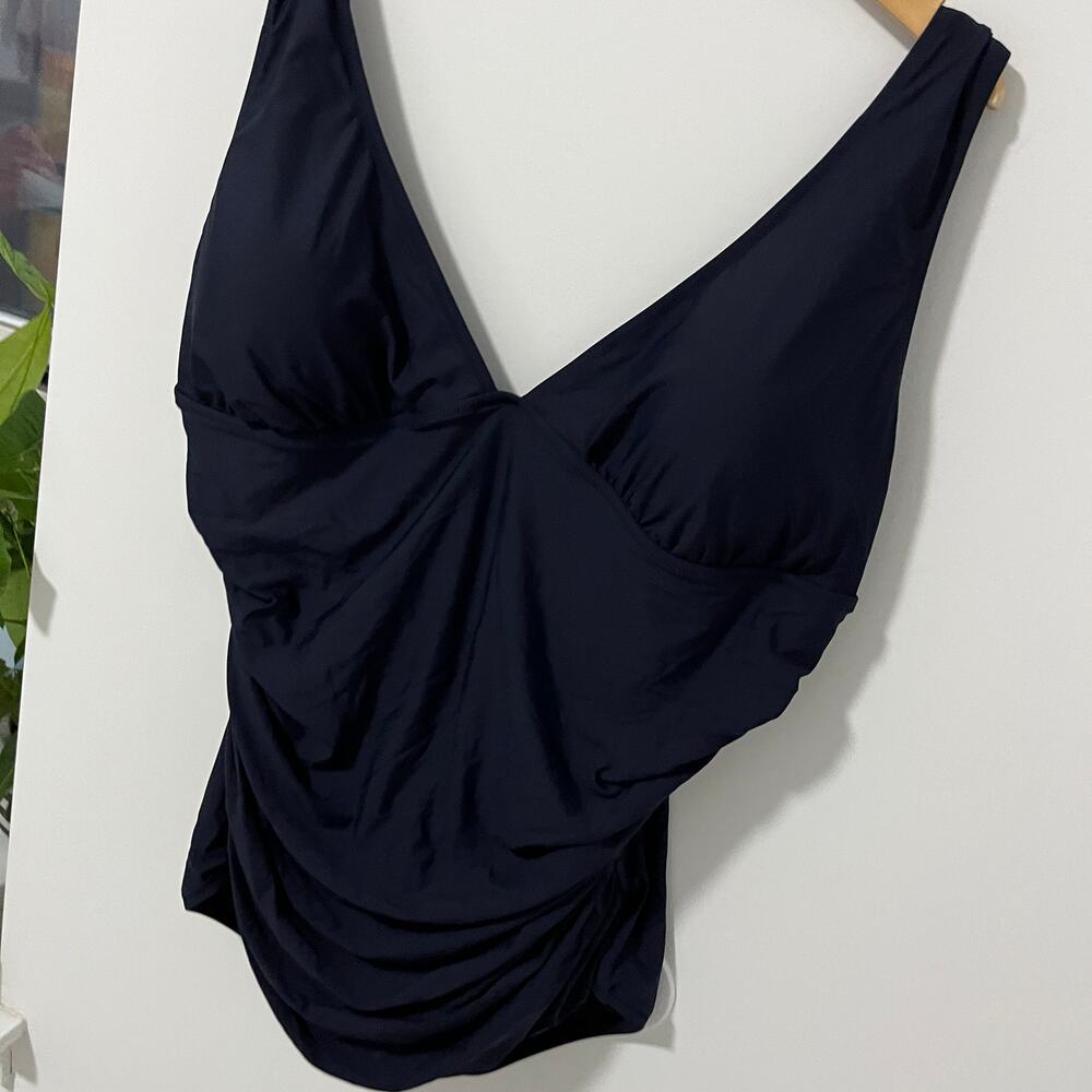 NEW J. Crew Navy Blue Ruched One Piece Bathing Suit Size 24 - Picture 3 of 8